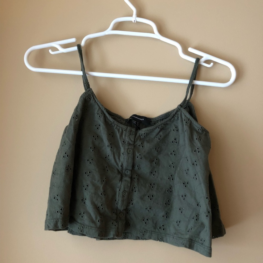 Army green crop top
